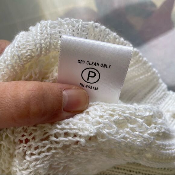 Lafayette 148 Cream open‎ knit short sleeve sweater tunic 100% Hemp size XL - Picture 7 of 9